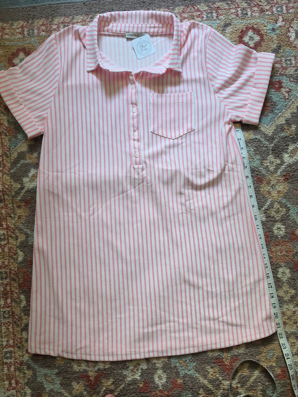 Zenana Outfitters Womens Size Medium Pink & White Striped Dress 2